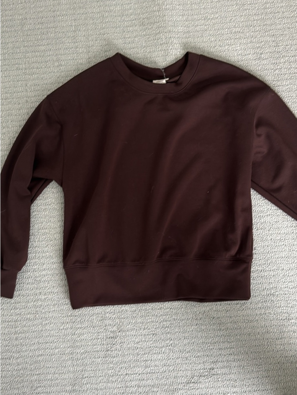 Yelete Solid Brown Crewneck Top